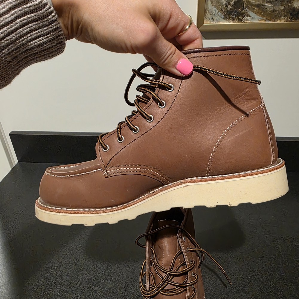 Red Wing Shoes Women's Brown Leather Combat Boots - Picture 7 of 8